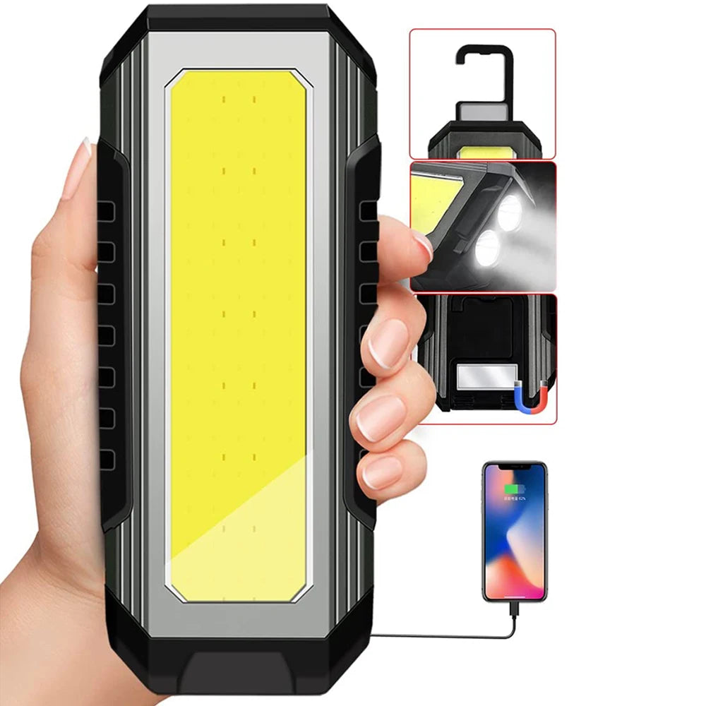 4000mAH COB Work Light USB Rechargeable LED Flashlight Portable Lantern with Magnet 7 Lighting Modes Camping Emergency Torch