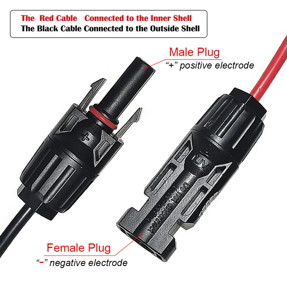 12AWG Connector Wire XT60 Female Adapter to Solar Panel Connection Charging Cable For Portable Power Station Solar Generator