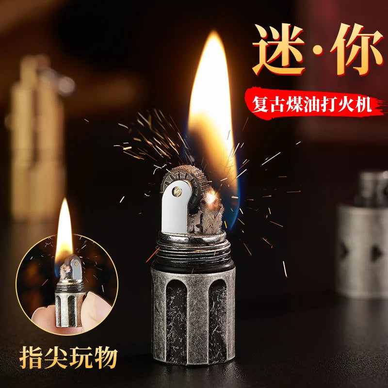 Mini Compact Keychain Grinding Wheel Ignitor Oil Refillable Outdoor Survive Camping Kerosene Lighter Smoking Accessories Gadgets