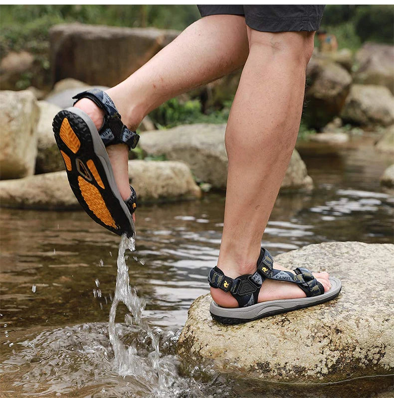 GOLDEN CAMEL Men's Sports Sandals Summer 2024 New Open Toe Sandal Waterproof Beach Shoes for Men Hiking Traveling Walking