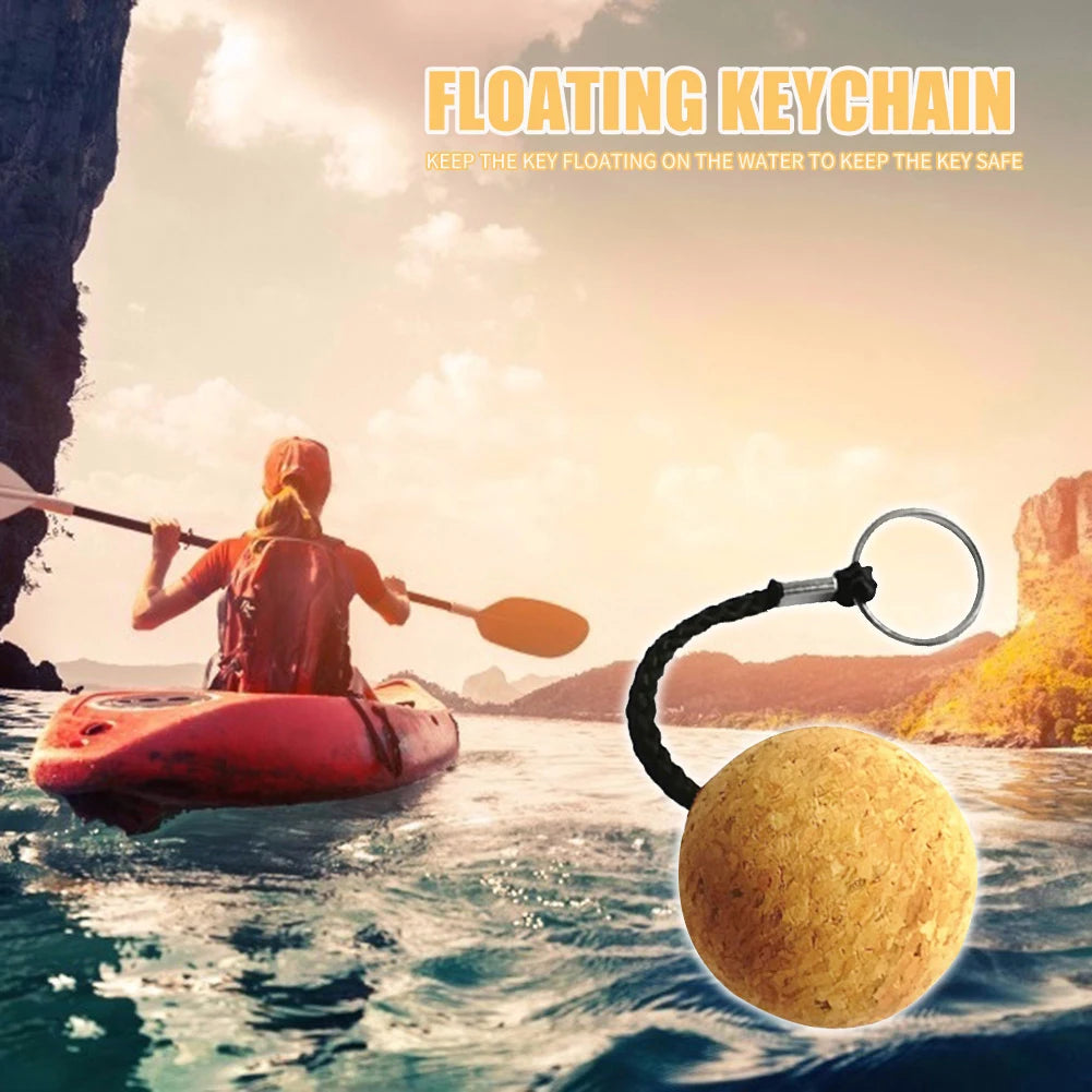 Cork Ball Floating Keychain Key Ring Buoyant Keyring Boat Sailing Kayak Gift Key Chain Float Buoy for Boating Accessory