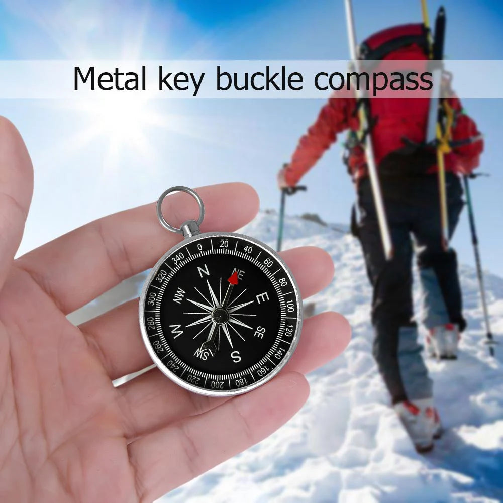 Outdoor Pocket Compass Silver Outdoor Orientation Navigation Compass Aluminum Alloy for Outdoor Camping Hiking Sports Navigation