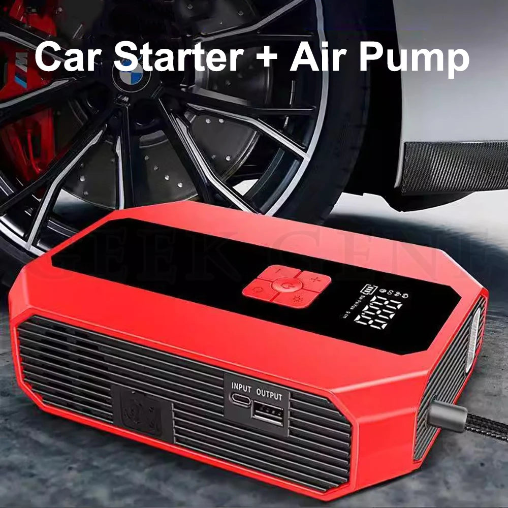 4 In 1 Car Jump Starter Power Bank Air Compressor Inflator Pump 1200A Portable Power Station Car Battery Charger Booster