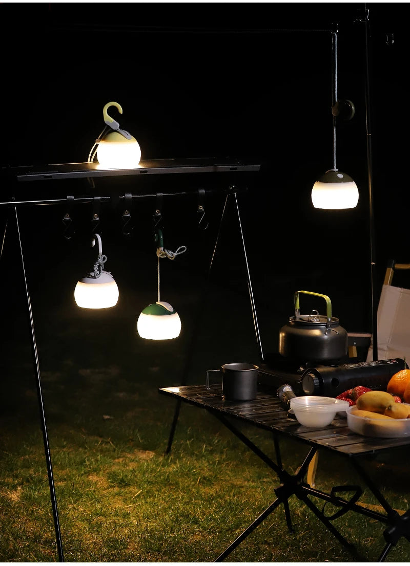 Portable Camping Light USB Rechargeable Hook Camping Lantern Adjustable Outdoor Waterproof Tent Lights Emergency Table Lamp