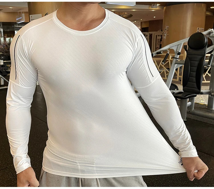 High Quality Running Shirt Tops Clothing Men Gym Sport Tshirt Quick Dry Compression Swearshirt Fitness Breathable Sportswear