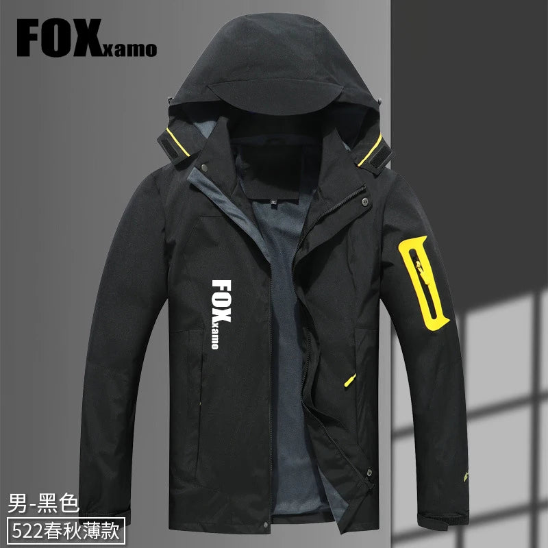 Foxxamo Men's Soft Shell Hooded Jacket Windproof Rainproof Perfect for Outdoor Activities (Mountaineering, Hunting, Cycling)