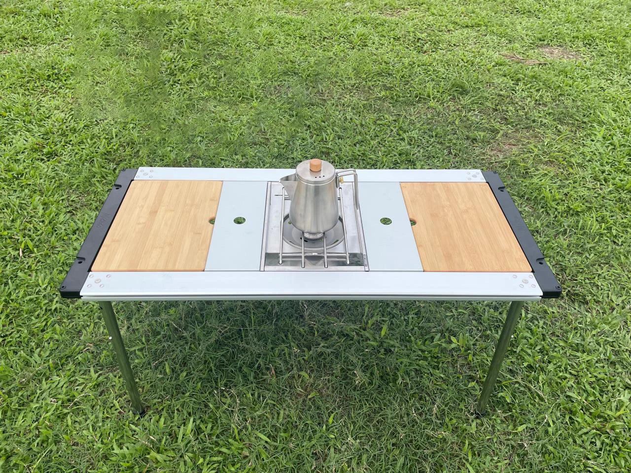 Tryhomy IGT Table Bamboo Extension Plate Camping Table 2/3/4 Unit Side Board Table Top IGT Corner Board Outdoor Kitchen System