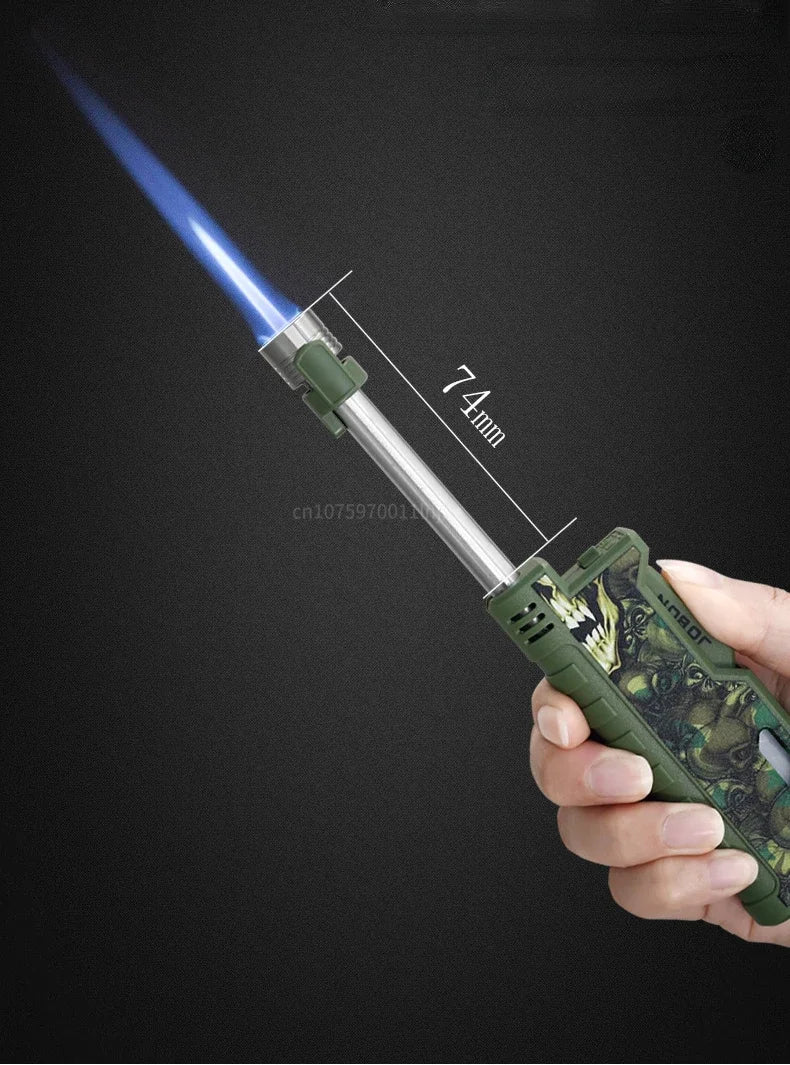 JOBON Outdoor Camping Retractable Lever Ignition Gun Visual Window  Windproof Inflatable Blue Flame Lighter  Gadgets for Men