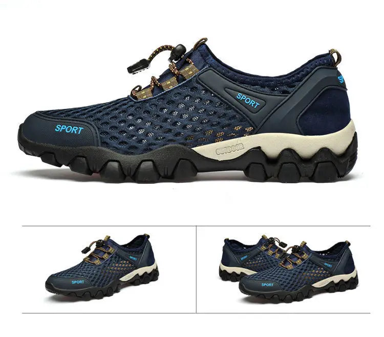 Men Sneakers Summer Wading Mesh Shoes Comfortable Slip on Outdoor Hiking Shoes Zapatos Hombre Casual Climbing Trekking Footwear