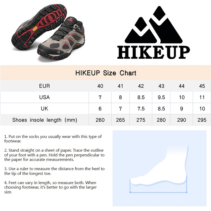 HIKEUP New Arrival Leather Hiking Shoes Wear-resistant Outdoor Sport Men Shoes Lace-Up Mens Climbing Trekking Hunting Sneakers