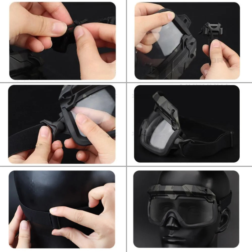 VULPO Hunting Airsoft Split Tactical Goggles Helmet And Headgear Dual-use Goggles CS Outdoor Hiking Mountaineering Glasses