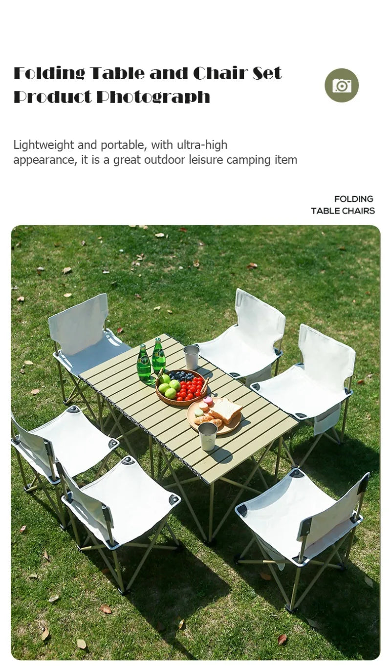 Folding Camping Table Chair Set Nature Hike Table Ultralight Portable Stainless Steel Outdoor Tableware Glamping Multifunctional