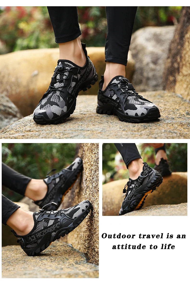 2023 Summer Men Women Trekking Hiking Shoes Summer Mesh Breathable Men Sneakers Outdoor Trail Climbing Sports Shoes Size 36-47