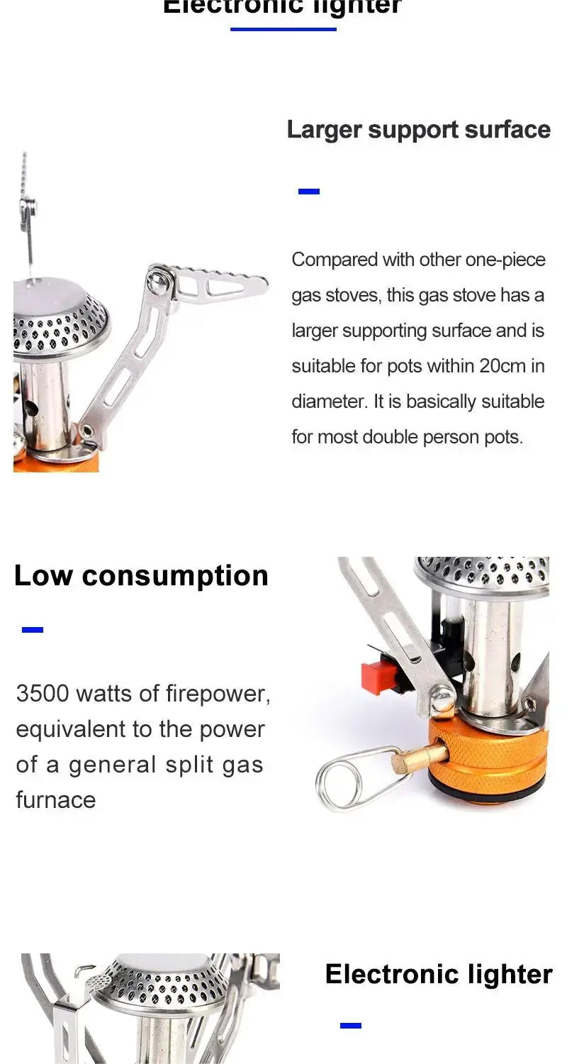 Widesea Camping One-piece Gas Stove Heater Tourist Burner Foldable Outdoor Picnic Kitchen Equipment Supplies Survival Furnace