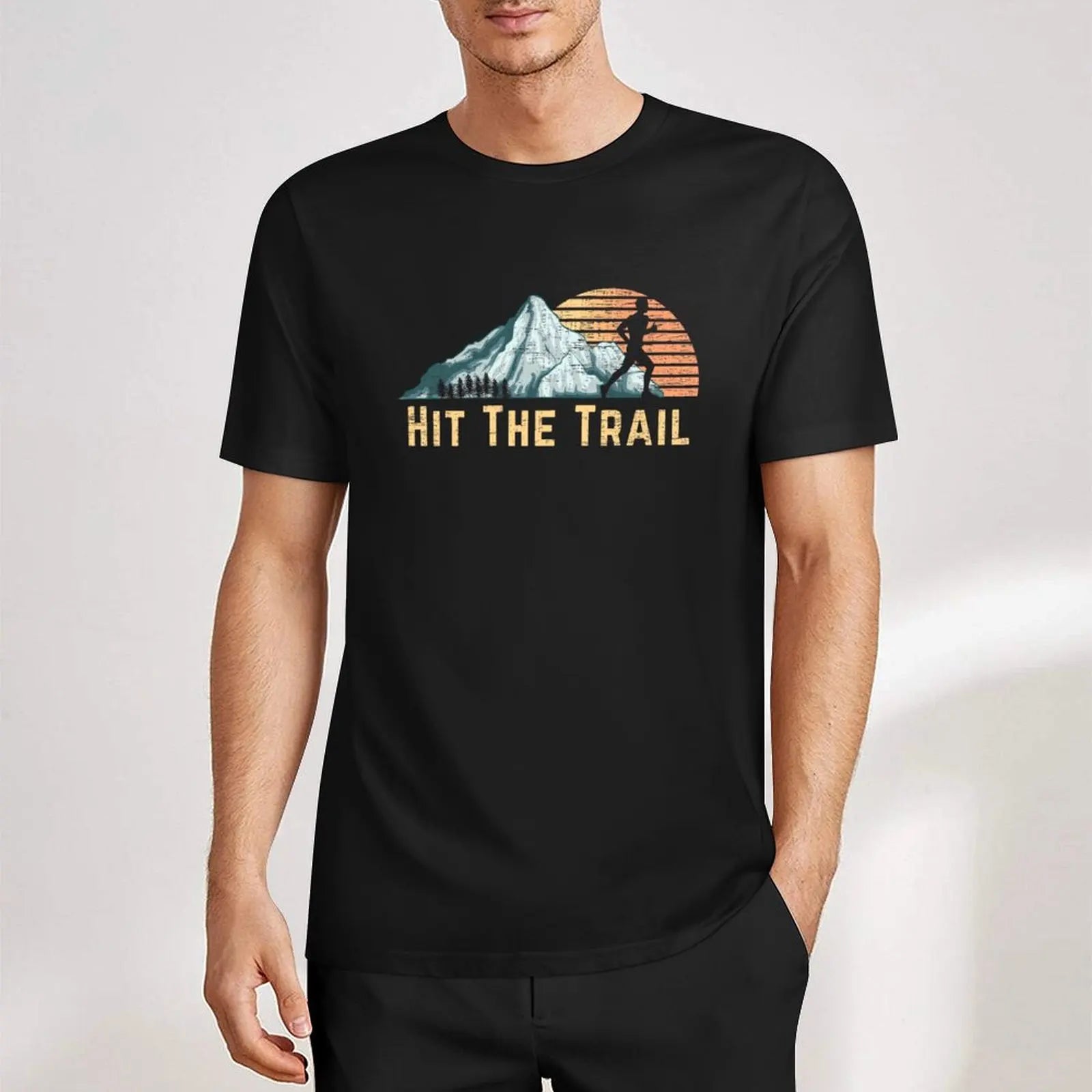 Hit The Trail Vintage Mountain Runner Retro Trail Running T-Shirt oversizeds blue archive customs design your own mens clothing