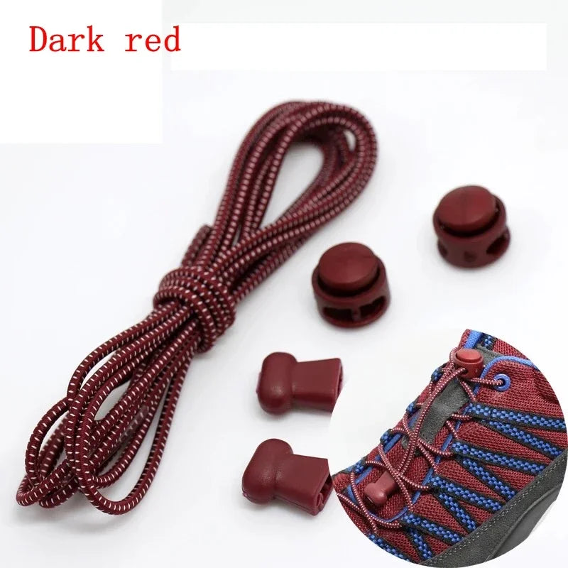 1 Pair 22 Colors Elastic Hiking Shoelaces Round Locking No Tie Shoe Laces Kids Adult Quick Lazy Laces Rubber Sneakers Shoelace