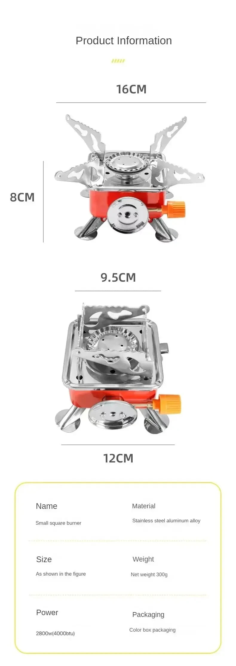 Outdoor Mini Square Stove Portable Folding Gas Stove Card Camping Cooking Utensil Ultra-Light Travel Cookware Hiking Equipment