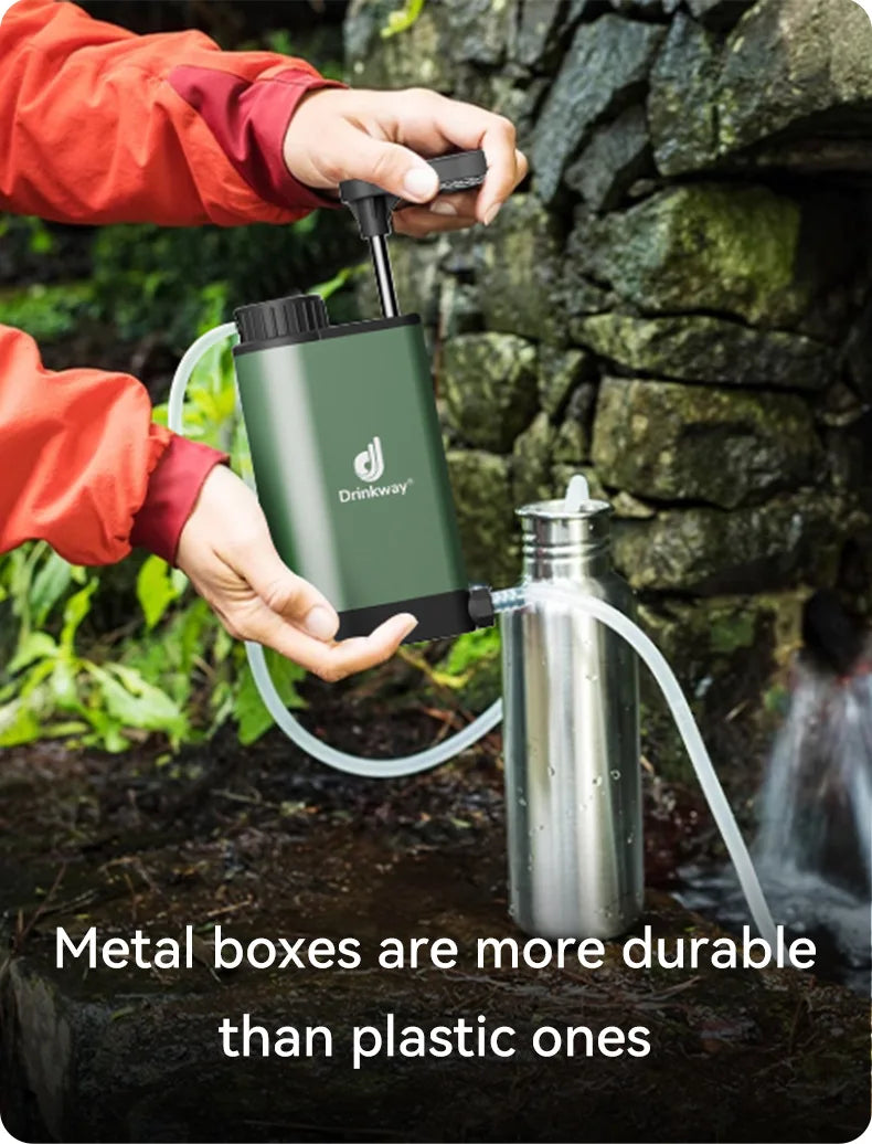 Outdoor Camping Metal Single Soldier Water Purifier Outdoor Exploration Emergency Survival Tool Large Capacity Filtration