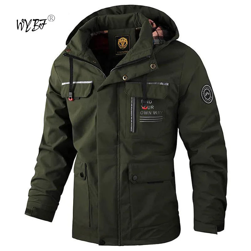 2024 Fashion Men Casual Windbreaker Jacket Hooded Jacket Man Waterproof Outdoor Soft Shell Coat Clothing Fishing Climb Jacket