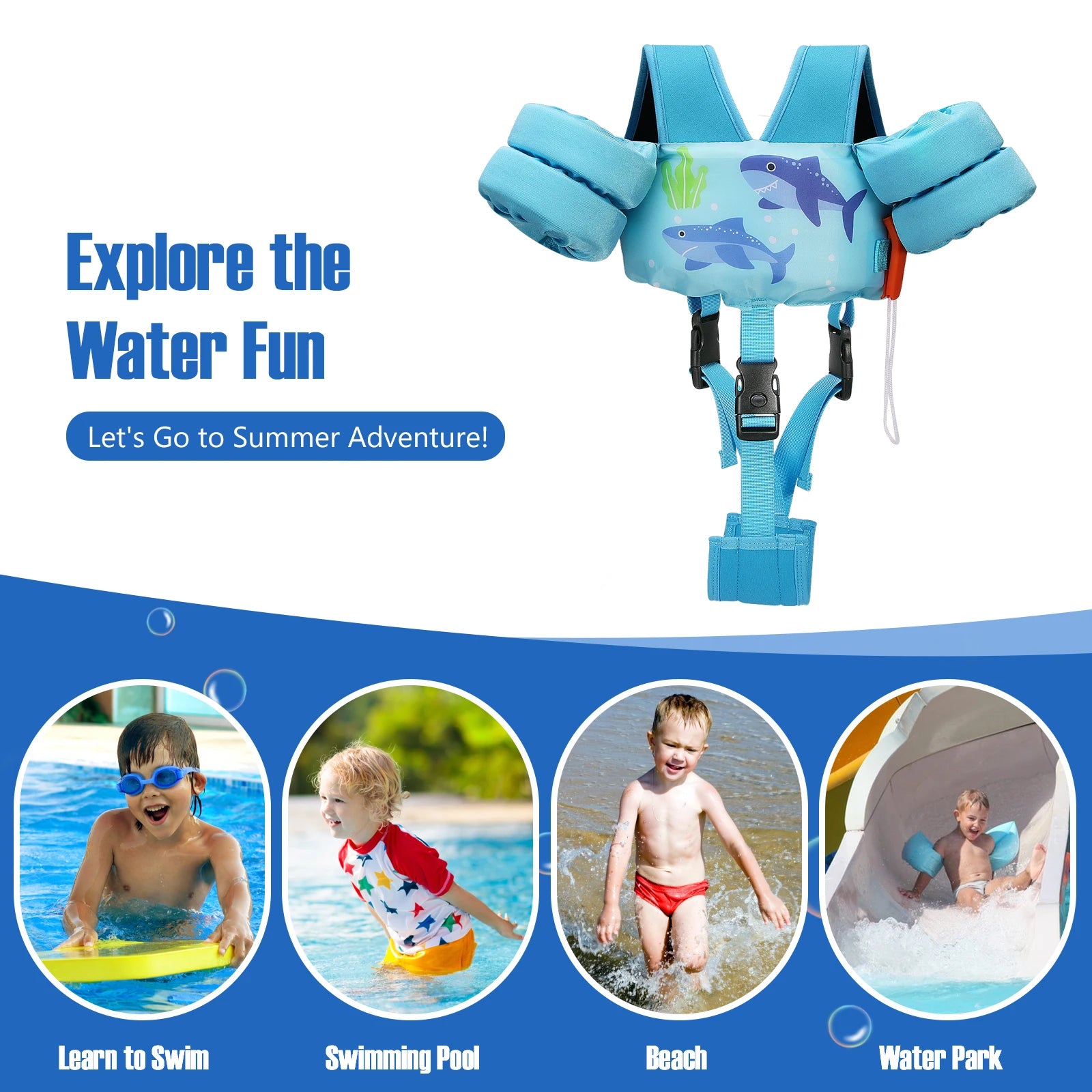 Baby Arm Ring Buoyancy Vest Garment Of Floating Kids Safety Life Vest 6-32KG Cartoon Children's Swim Life Jackets Puddle Jumper