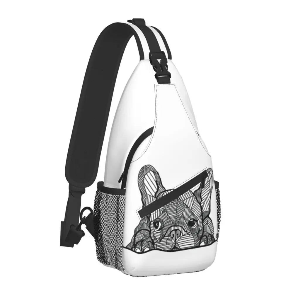 Casual French Bulldog Sling Bag for Cycling Camping Men's Frenchie Dog Lover Crossbody Chest Backpack Shoulder Daypack