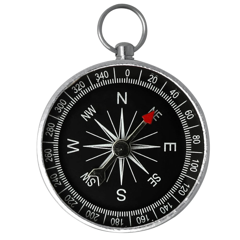 Outdoor Pocket Compass Silver Outdoor Orientation Navigation Compass Aluminum Alloy for Outdoor Camping Hiking Sports Navigation