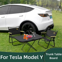 For Tesla Model Y 2020-2024 Travel Folding Camping Picnic Table,Fits Rear Trunk Portable Folding Boot Table and Chairs Set