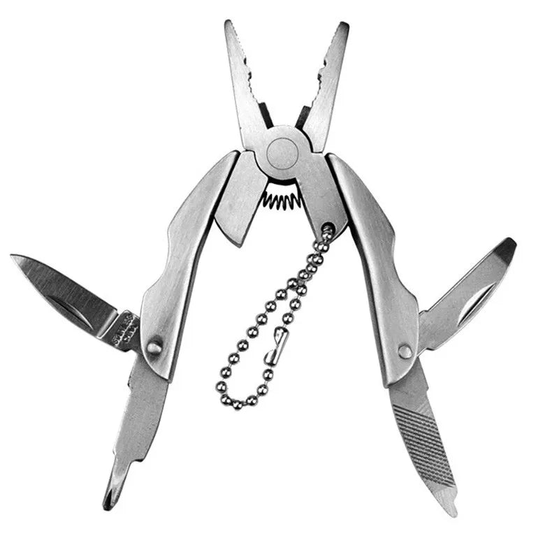 EDC Tools Travel Kits Portable Multifunction Folding Plier,Stainless Steel Foldaway Knife Keychain Screwdriver,Camping Survival