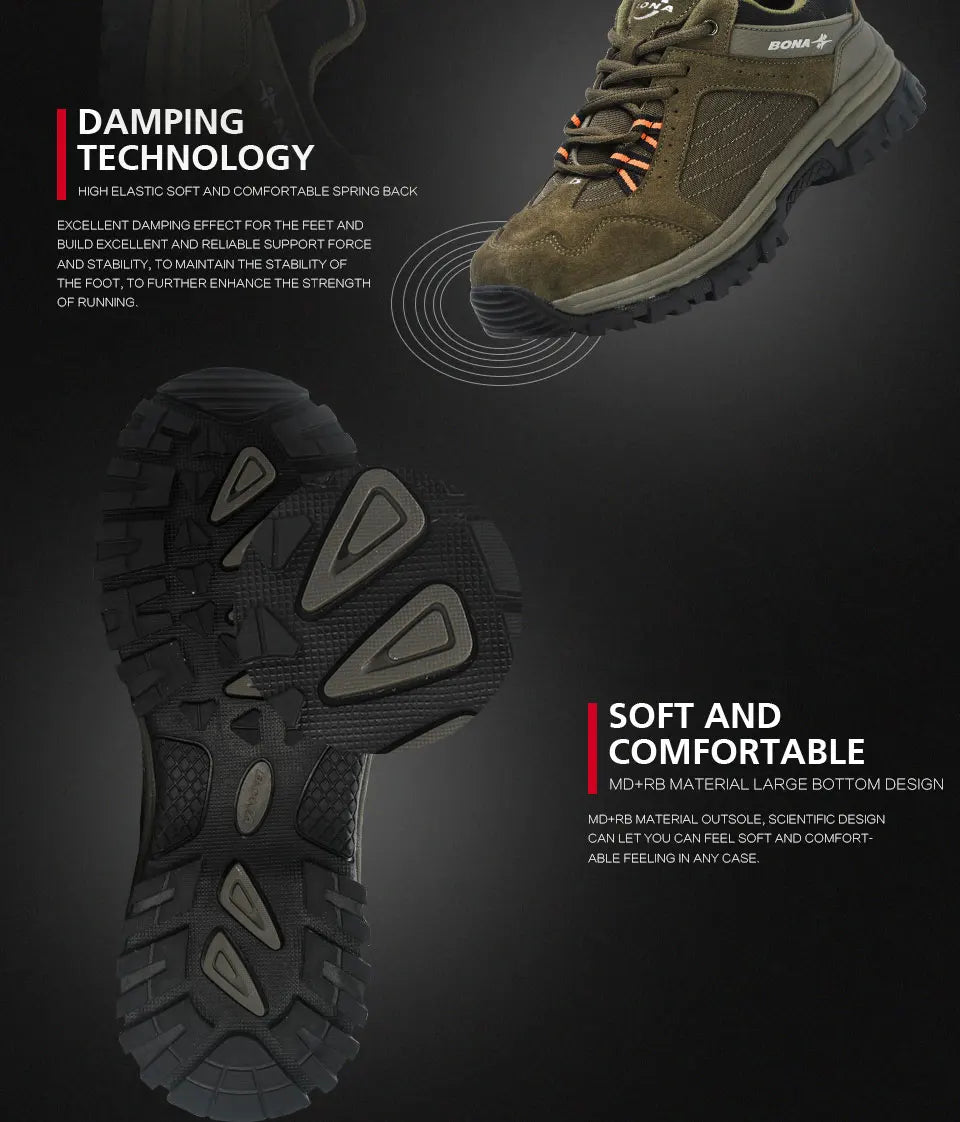 BONA 2023 New Designers  Wear resistance and skid resistance Hiking Shoes Trekking Sneakers Men Shoes Man Trekking Walking Joggi