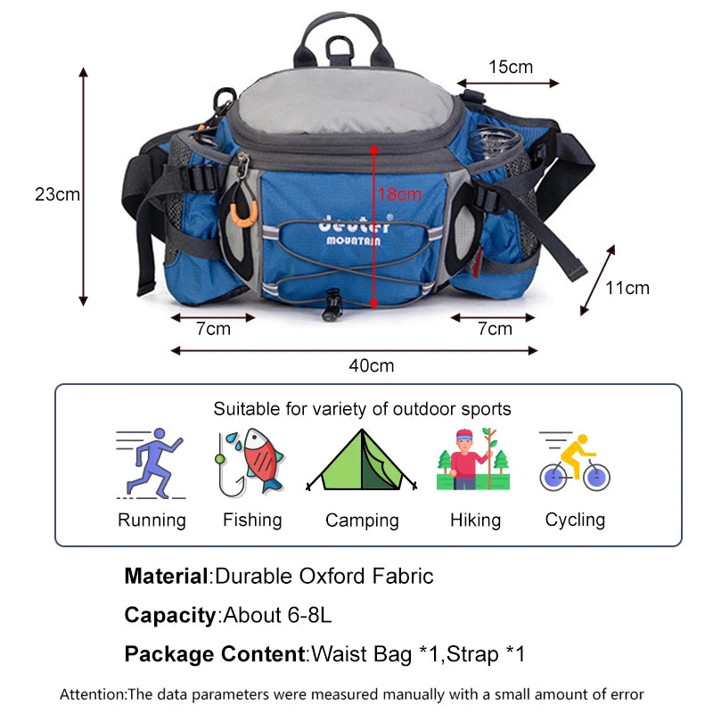 Outdoor Hiking Waist Bag Cycling Mountaineering Backpack Running Water Bottle Pack Waterproof Mollel Bag Camping Fishing Sports