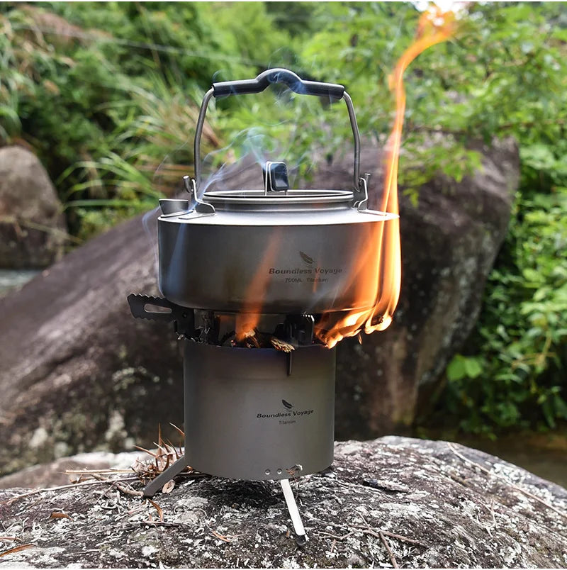 Boundless Voyage Camping Titanium Wood Stove Folding Mini Alcohol Stove Roll Heater Furnace Outdoor Cookware Lightweight Cooker