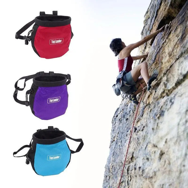 Gym Chalk Bag Weightlifting Rock Climbing Gymnastics Bouldering Magnesium Powder Storage Bag Drawstring Design W/ Zipper Pocket