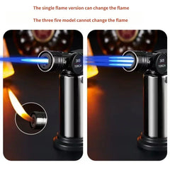 New Metal Double Flame Cigar Lighter Windproof Butane Gas Lighter Outdoor Camping Kitchen Barbecue Torch Lighter