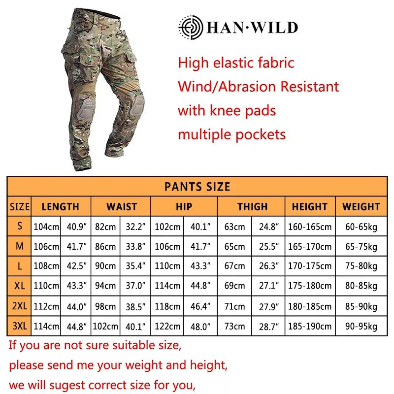 HAN WILD CP G3 Tactical Camo Pants Climb Trousers Combat Pant Outdoor Hiking Climbing Pants Men's Working Clothing Hunting Pants