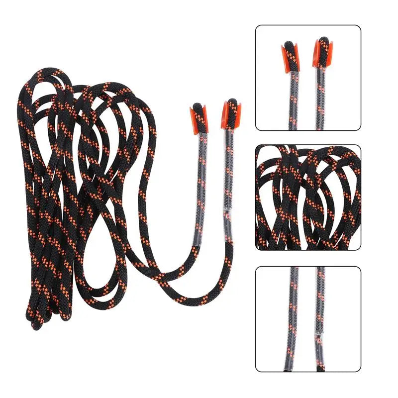 1Pcs 8mm Thickness Tree Rock Climbing Safety Sling Cord Rappelling Rope Equipment for Outdoor Sport (Black and Orange, 5 Meter)