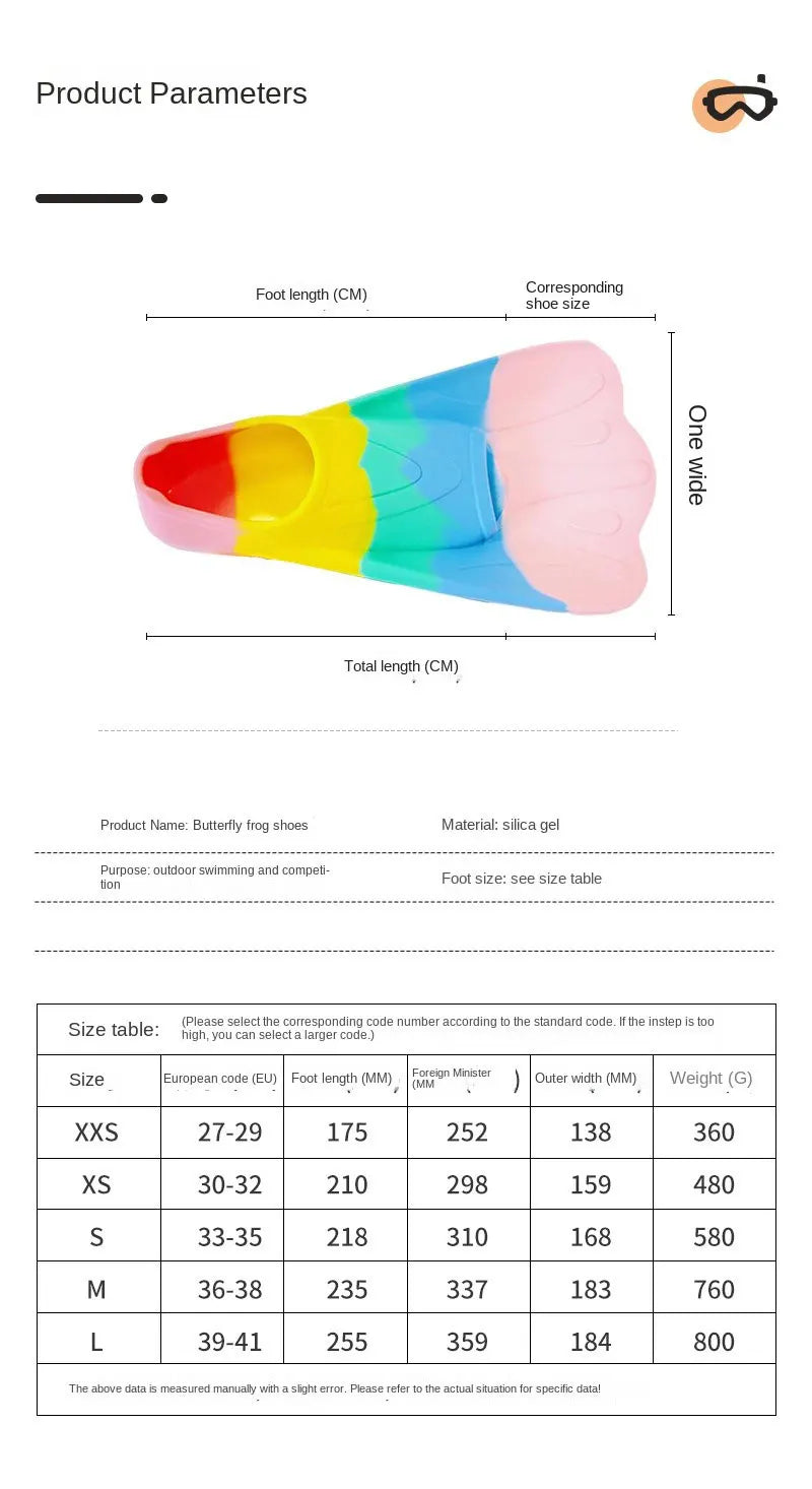 Professional Silicone Short Flippers Butterfly Frog Shoes for Kids Adult Free Swimming Snorkeling Sports Equipment Special Fins