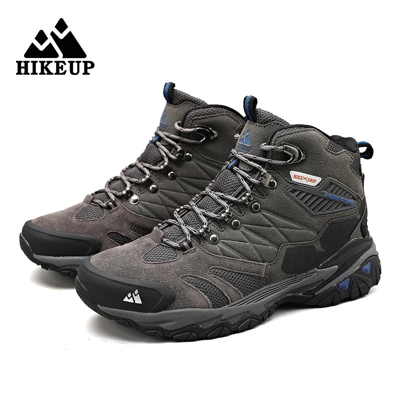 HIKEUP Hiking Boot Men Outdoor Boots Suede High Top Trekking Sport Men Shoes Rainproof Tactical Combat Military Boots