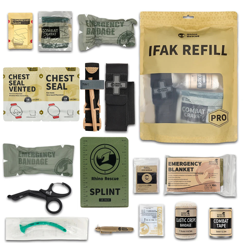 RHINO RESCUE First Aid Trauma Kit To Configure Survival Kit Outdoor Emergency Kit For Camping Hiking IFAK Refill Kit