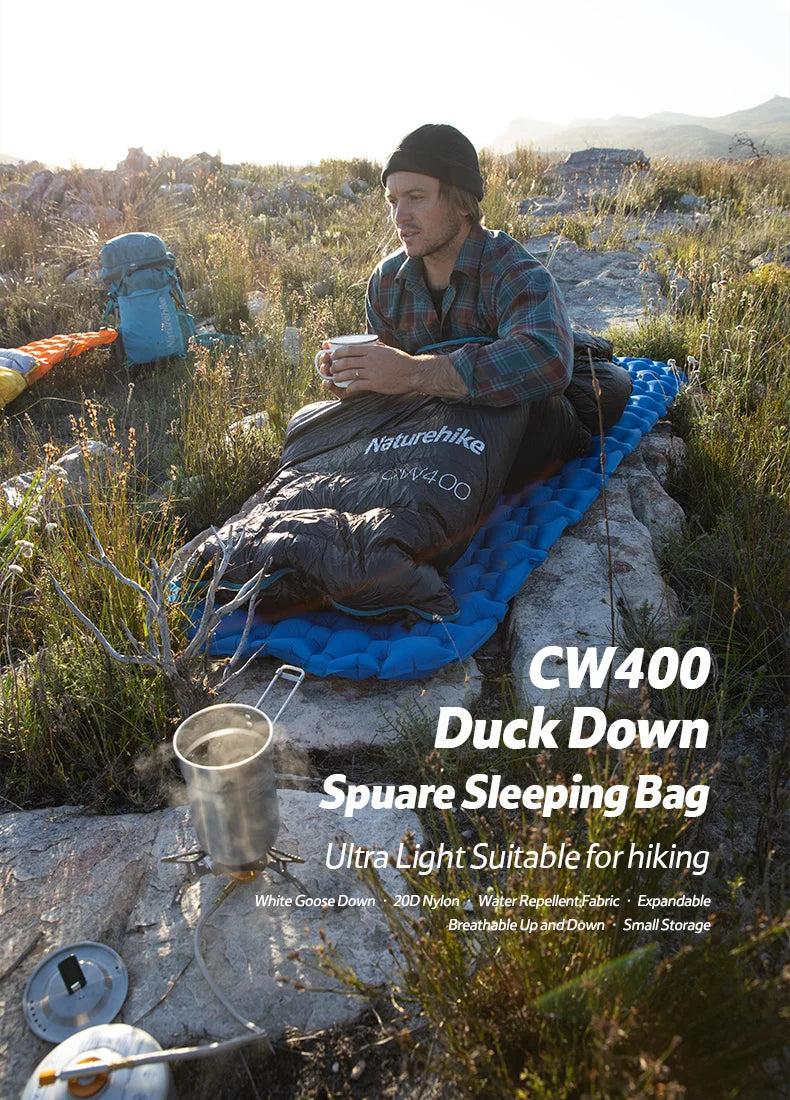 Naturehike CW400 Sleeping Bag Lightweight Duck Down Winter Thickened Warm Ultralight Outdoor Hiking Camping Travel Equipment