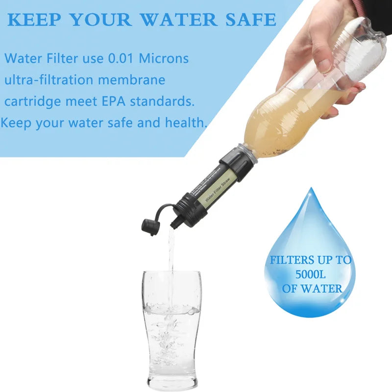 1 Pcs Outdoor Water Filter Straw Water Filtration System Water Purifier for Emergency Preparedness Camping Traveling