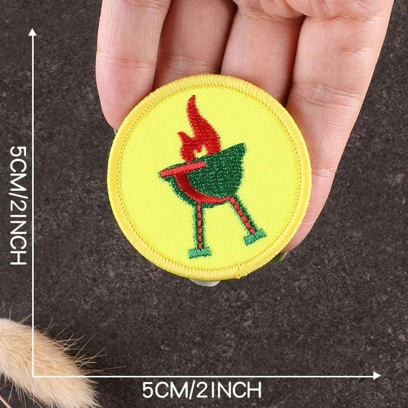 Summer Camp Mountaineering Boating Sports Embroidered Patches Iron On Boy Scouts Patches For Clothing Fusible Sewing Round Badge