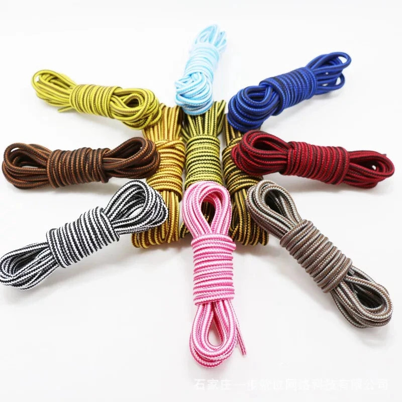 1Pair Round Shoe Laces For Sneakers Striped Double Color Fashion Shoelaces Outdoor Hiking And Leisure Sports Shoelace Shoestring