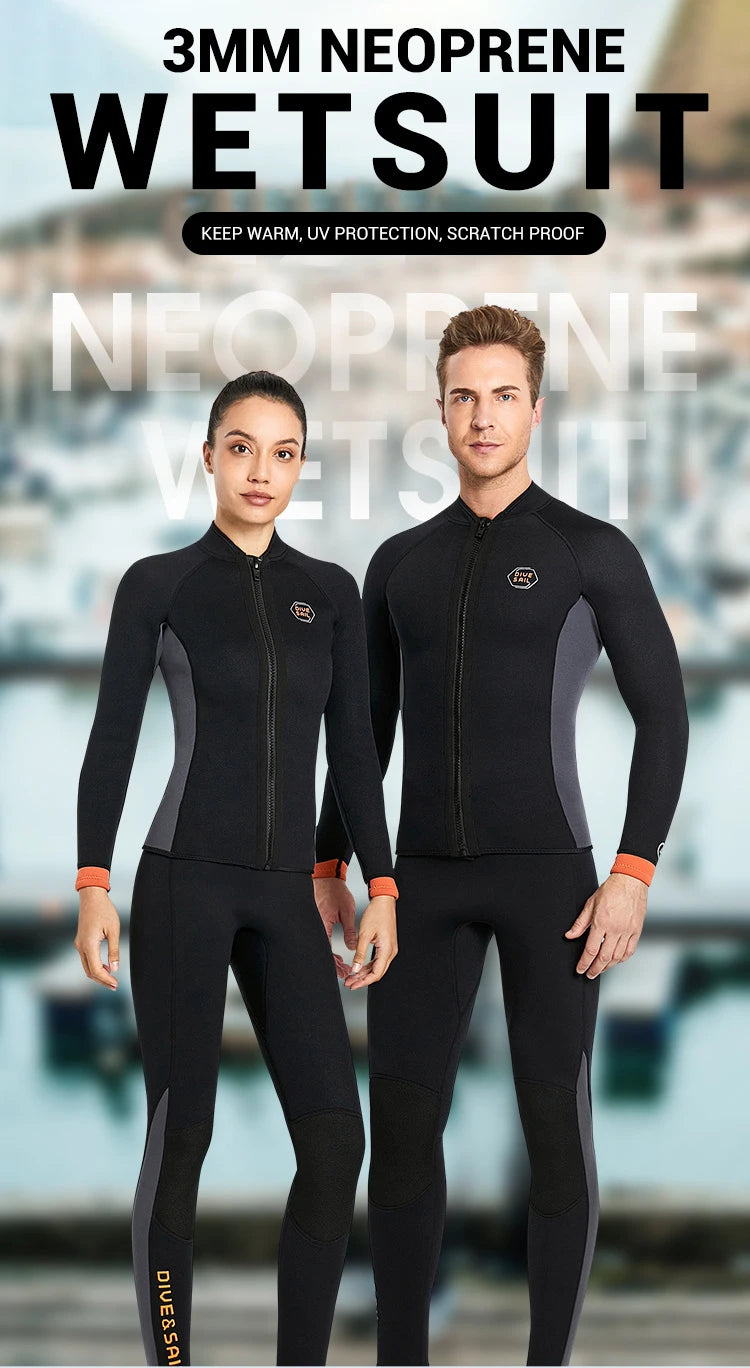 Neoprene 3MM 2MM Men Women Wetsuit Jacket Scuba Diving Suit Surf Snorkeling Underwater Spearfishing Fishing Kitesurf Equipment