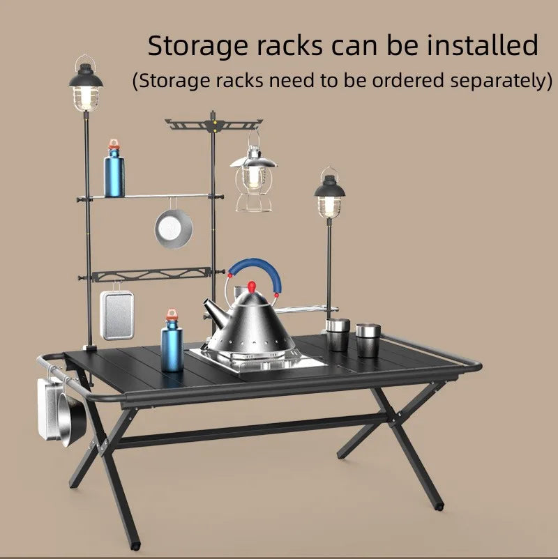 Tryhomy Camping Egg Roll Table Outdoor BBQ Picnic IGT Table Spliceable Aluminum Alloy Table Portable Folding Omelet Table