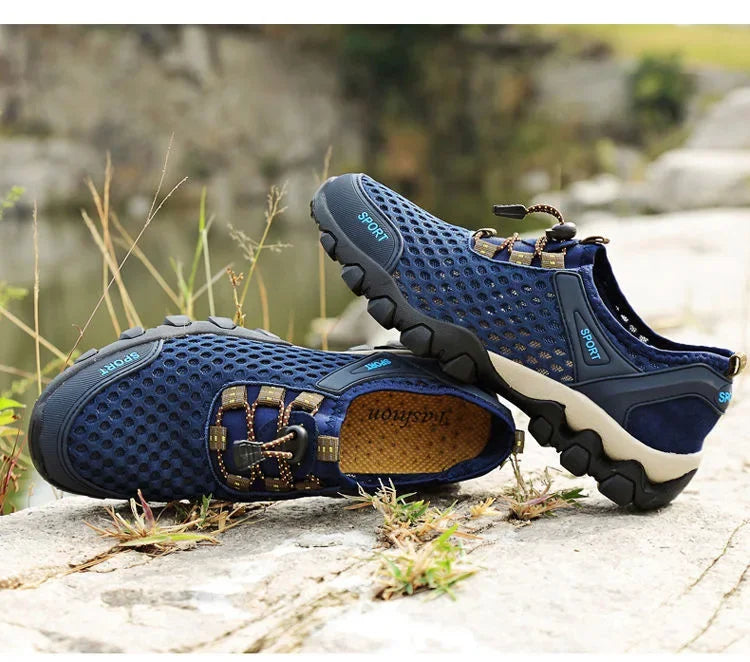 Men Casual Tennis Sneakers Summer Fashion Breathable Mesh Shoes Mens Non-Slip Hiking Shoe Sneaker for Men Climbing Trekking