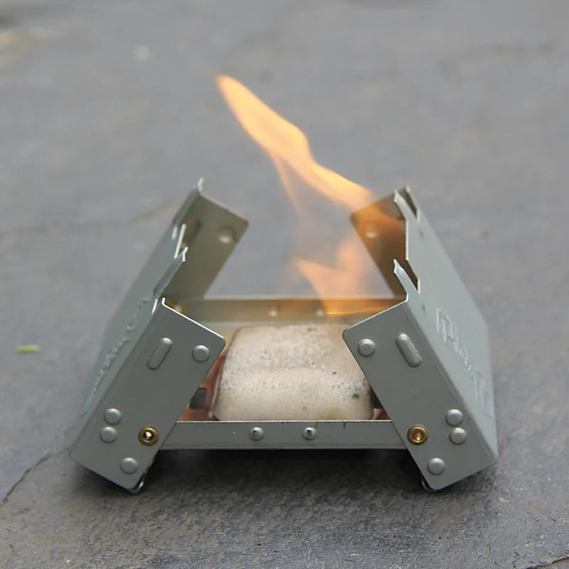 Portable Camping Alcohol Stove Burner Solid Alcohol Fuel Folding Stove Outdoor Mini Spirit Cooking Cookout Picnic BBQ Wax Stove