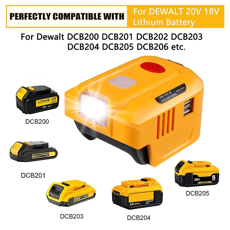 For Dewalt 20V 18V Lithium Battery Inverter Generator DC 20V To AC 110V/220V Portable Inverter Power Station with LED Light USB