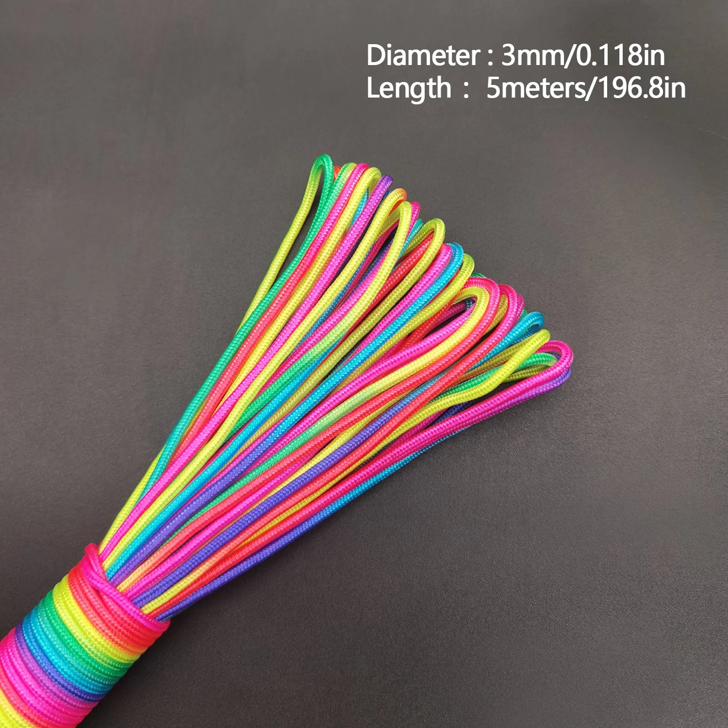 31 meters 2mm /3mm /4mm diameter Rainbow rope 7 strands parachute rope Climbing camping survival gear parachute rope bracelet