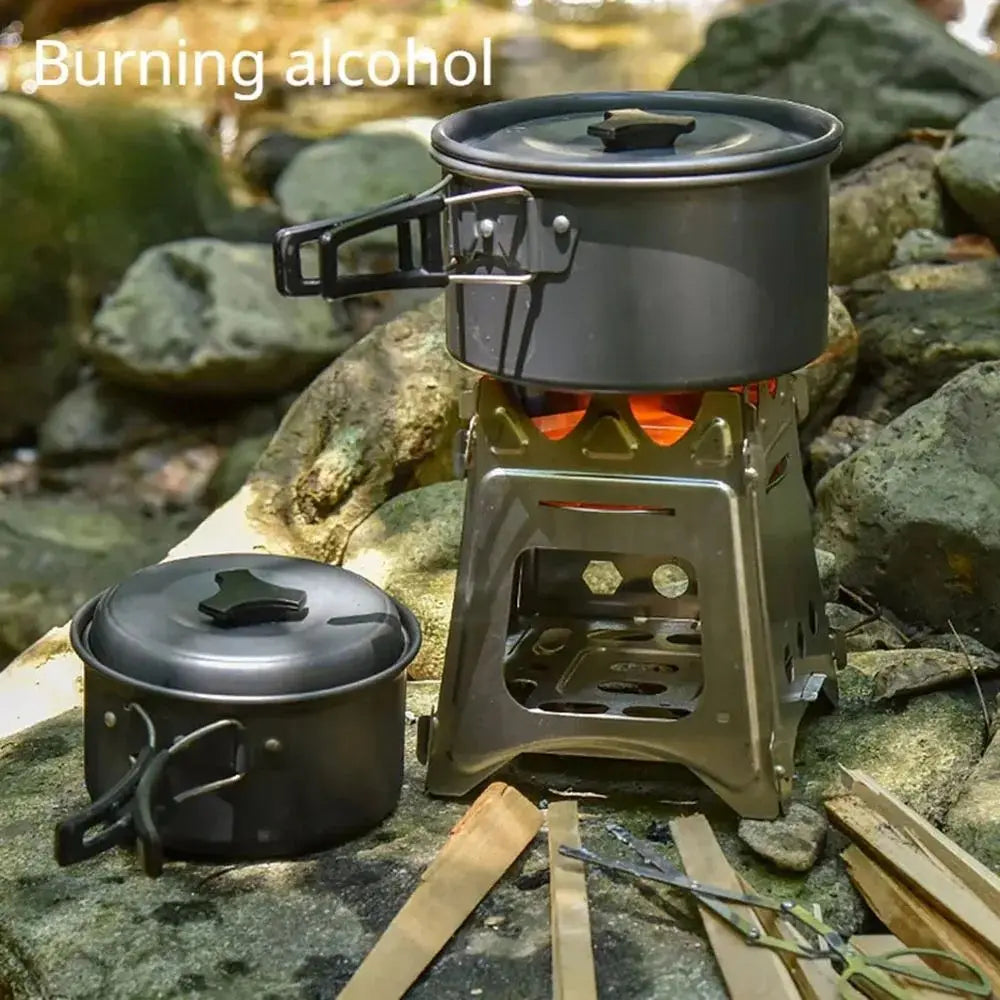 Portable Camping Wood Stove with Stainless Steel Folding Lightweight Firewood Stove For Outdoor Hiking Traveling BBQ Picnic