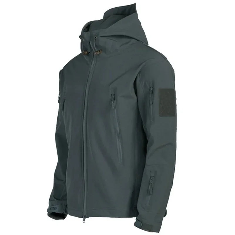 Autumn and Winter Men's Tactical Jacket Waterproof Fleece Soft Shell Men's Outdoor Sports Windproof Jacket